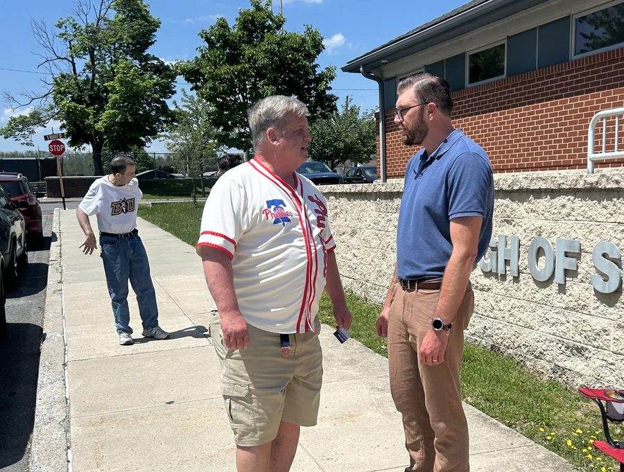 Christian Bartulovich meeting residents in the borough